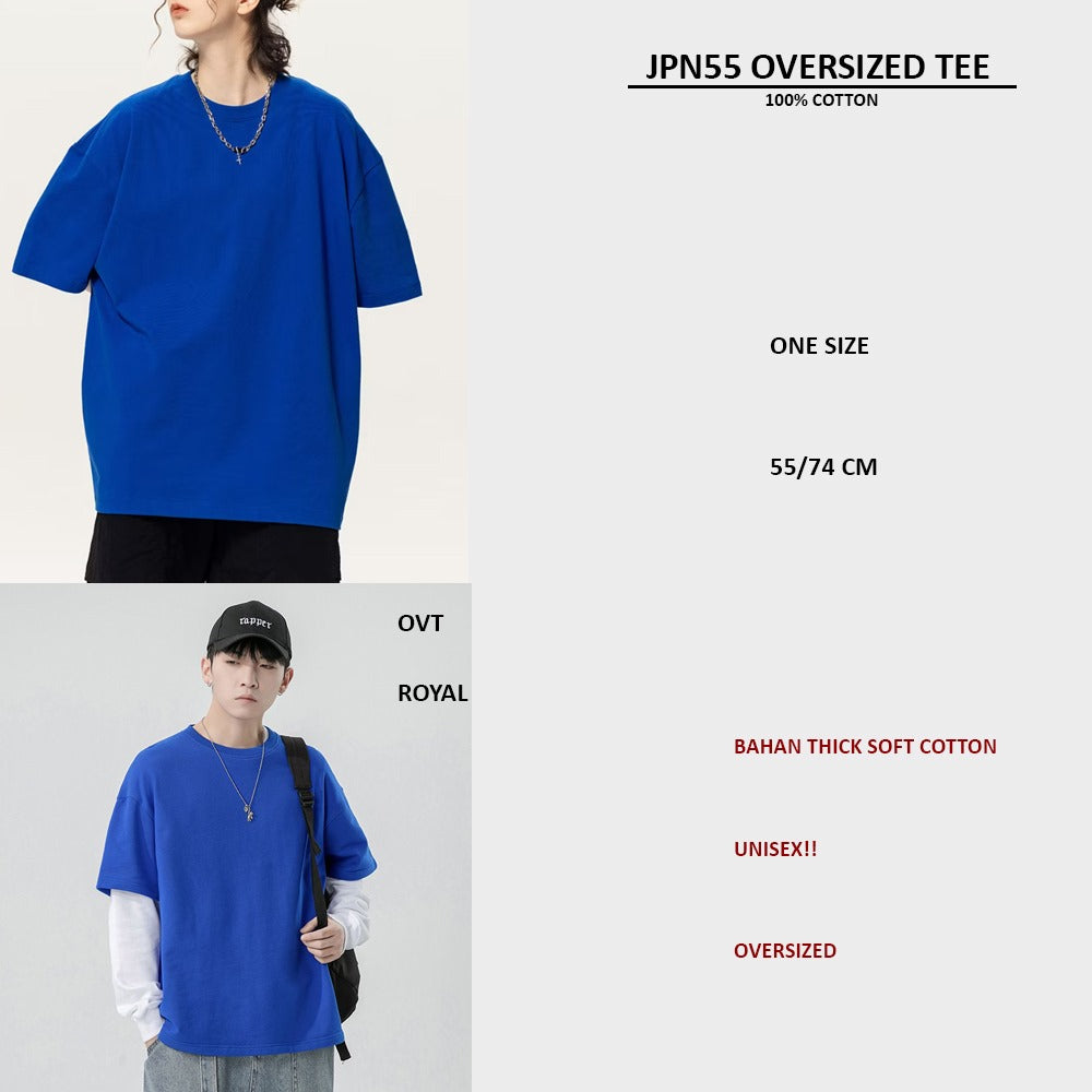 Atasan Kaos Oversized Katun Polos Unisex Tebal (JPN55 OVERSIZED TEE)