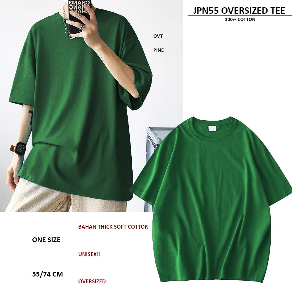 Atasan Kaos Oversized Katun Polos Unisex Tebal (JPN55 OVERSIZED TEE)