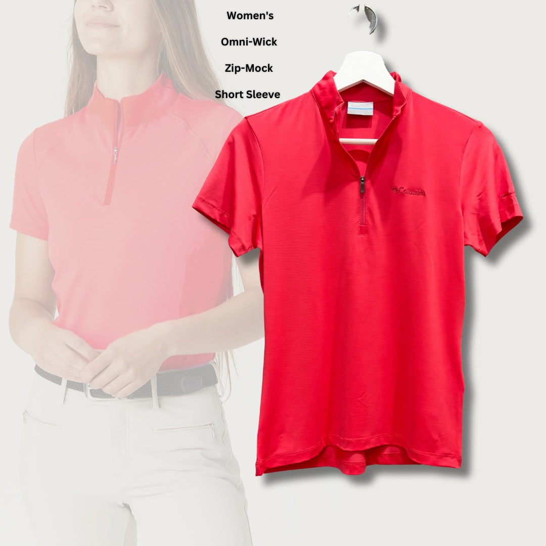 Atasan Olahraga Wanita Lengan Pendek (CLM31 MOCK-PINK OMNIWICK TOP)