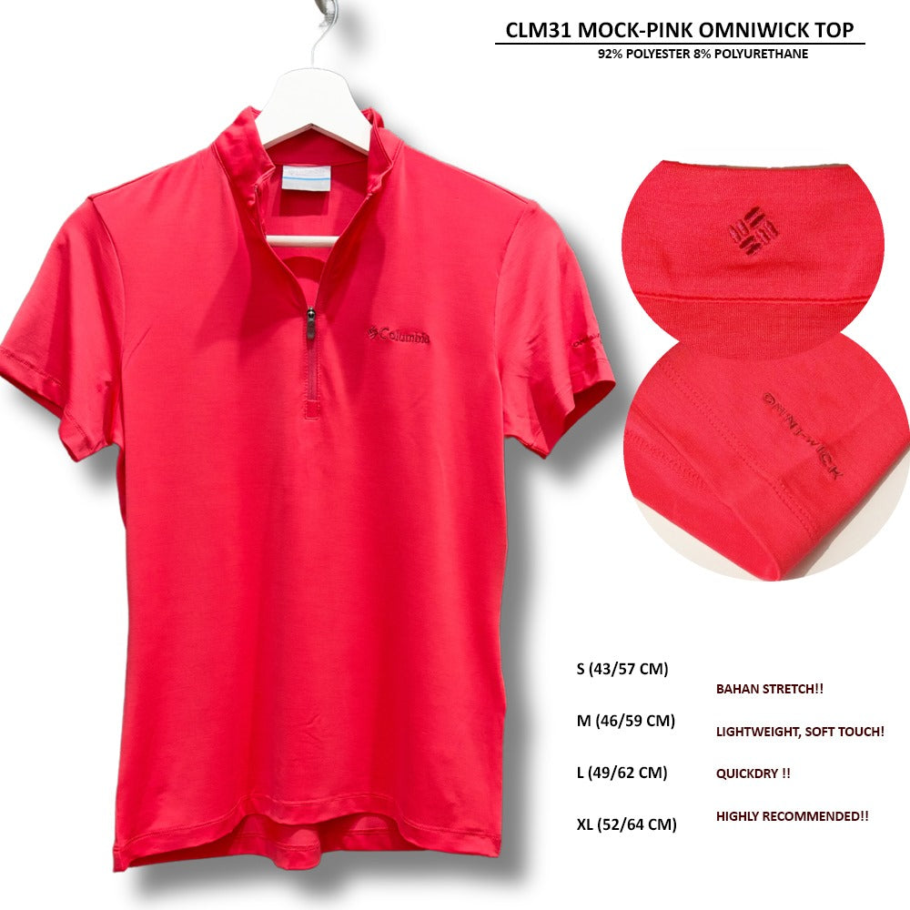 Atasan Olahraga Wanita Lengan Pendek (CLM31 MOCK-PINK OMNIWICK TOP)