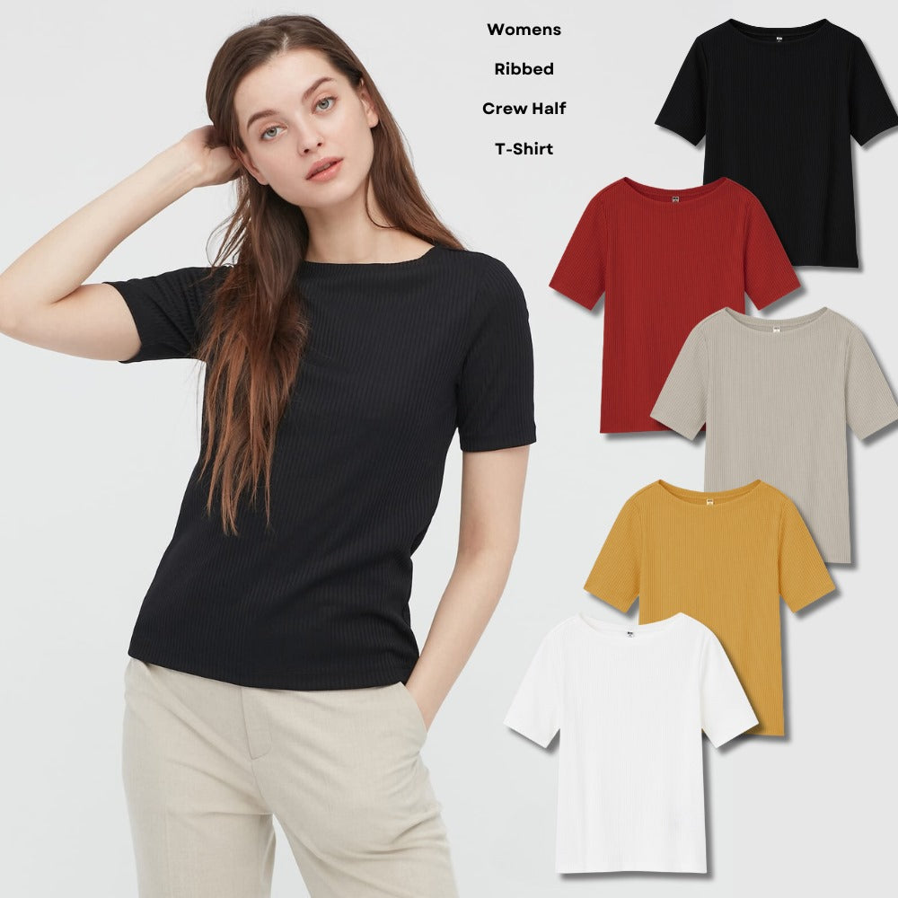 Atasan Wanita Lengan Pendek Soft Ribbed (UNQ421 RIBBED TOP)