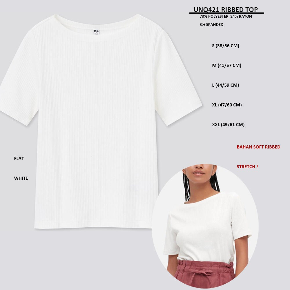 Atasan Wanita Lengan Pendek Soft Ribbed (UNQ421 RIBBED TOP)