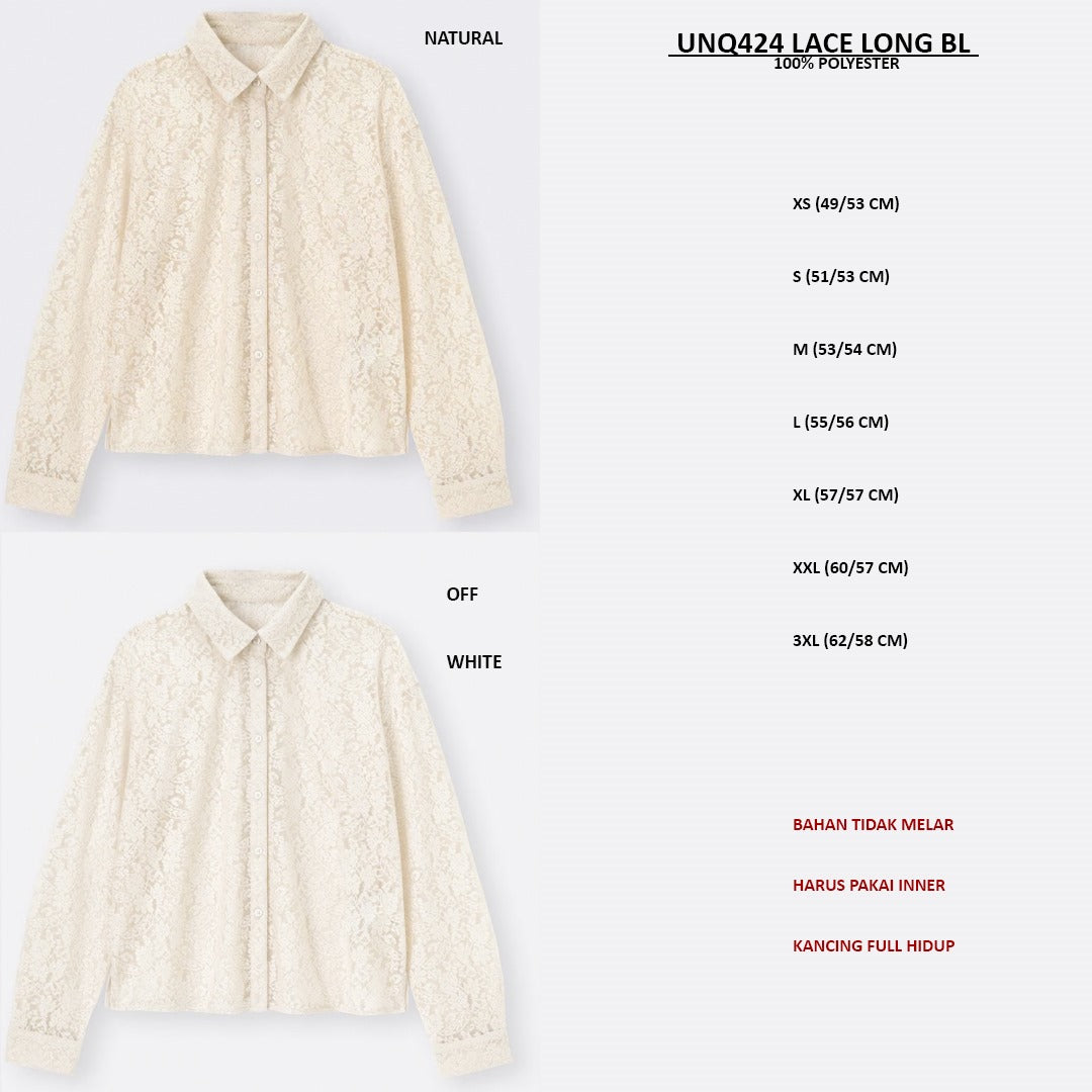 Atasan Blouse Lengan Panjang (UNQ424 LACE-BLUE LONG BL)