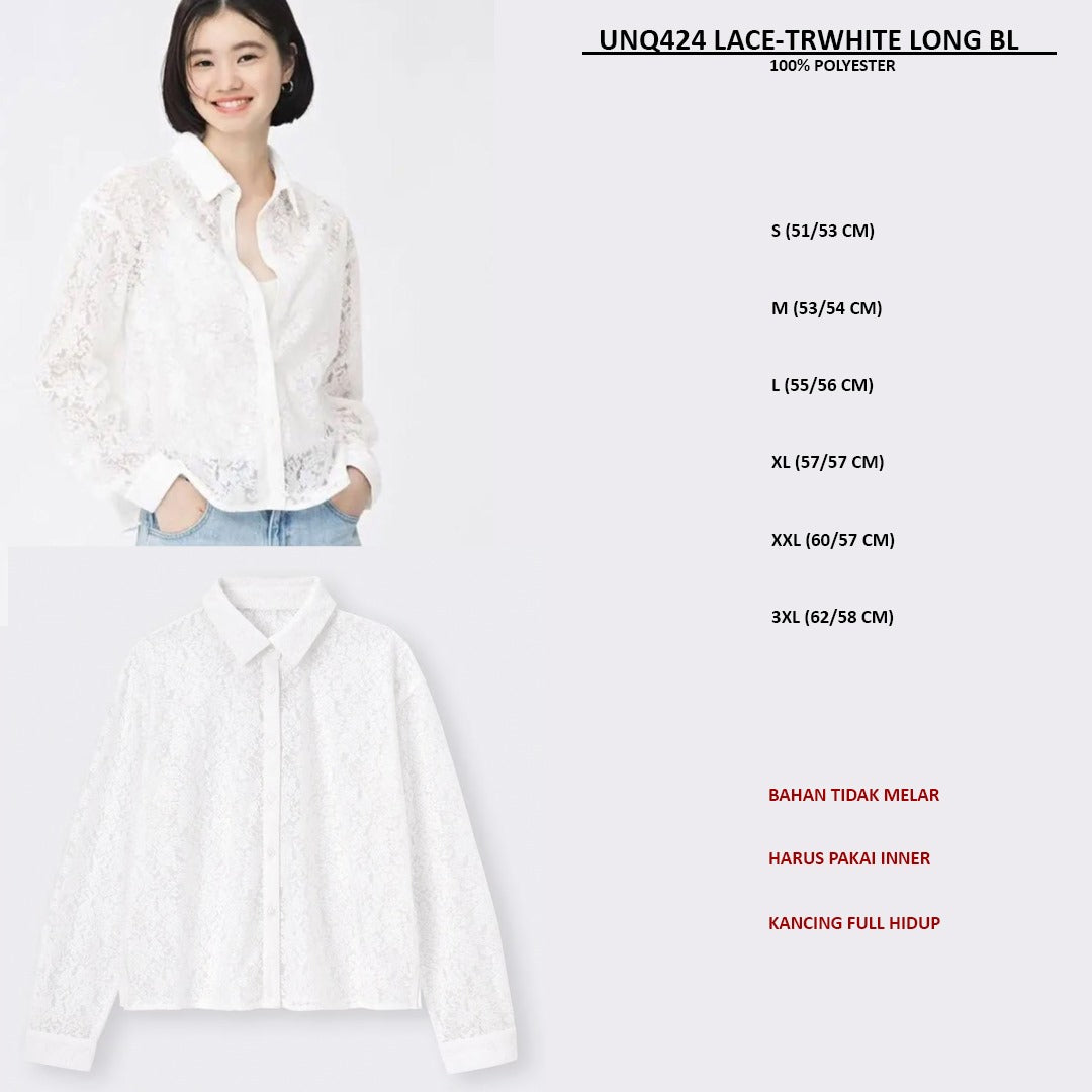 Atasan Blouse Lengan Panjang (UNQ424 LACE-BLUE LONG BL)