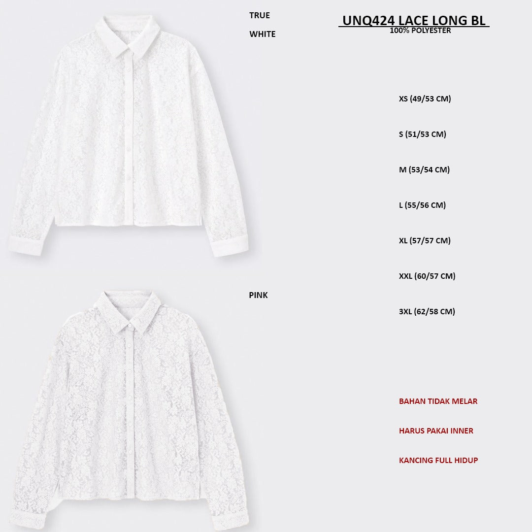Atasan Blouse Lengan Panjang (UNQ424 LACE-BLUE LONG BL)