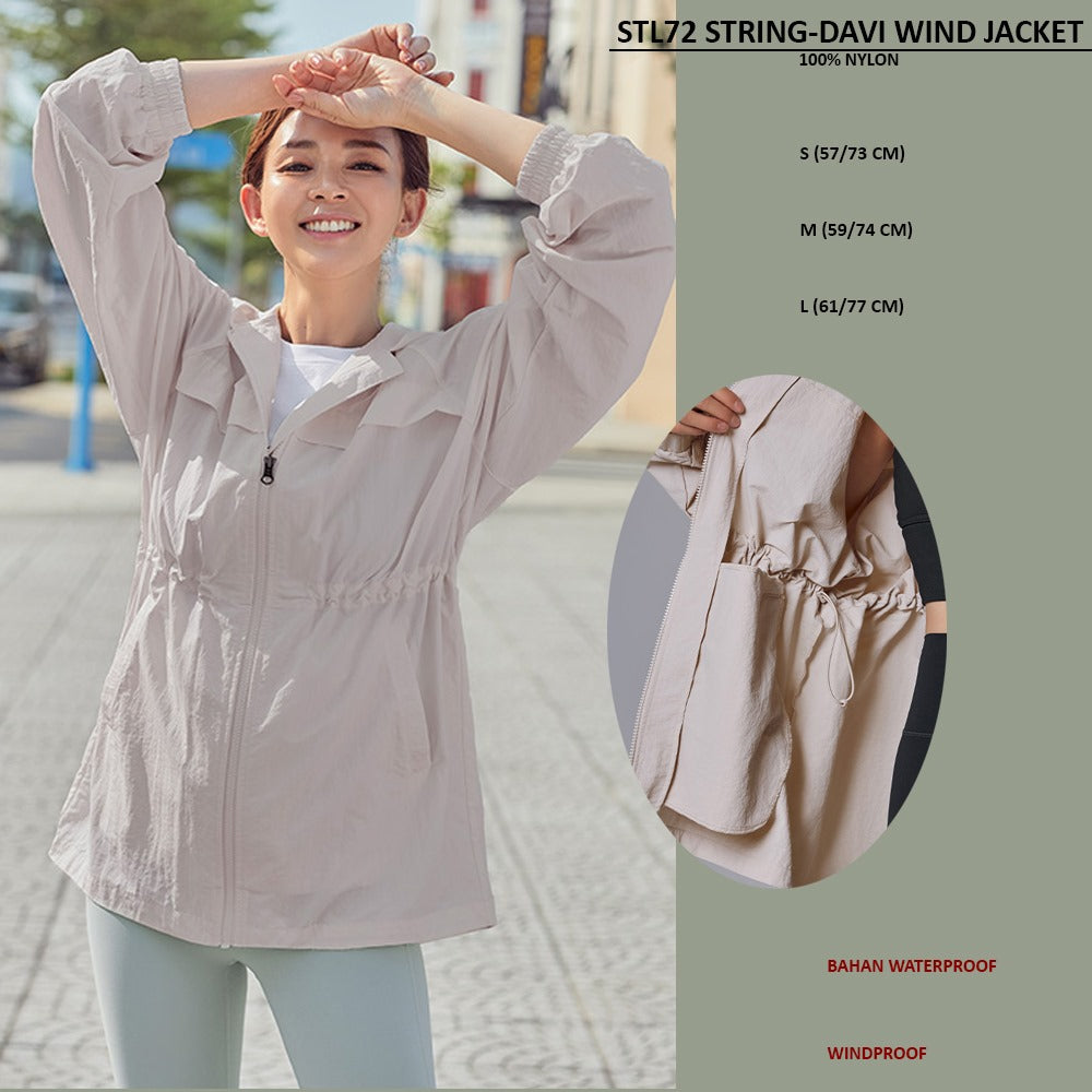 Jacket Wanita Lengan Panjang Waterproof & Windproof (STL72 STRING WIND JACKET)