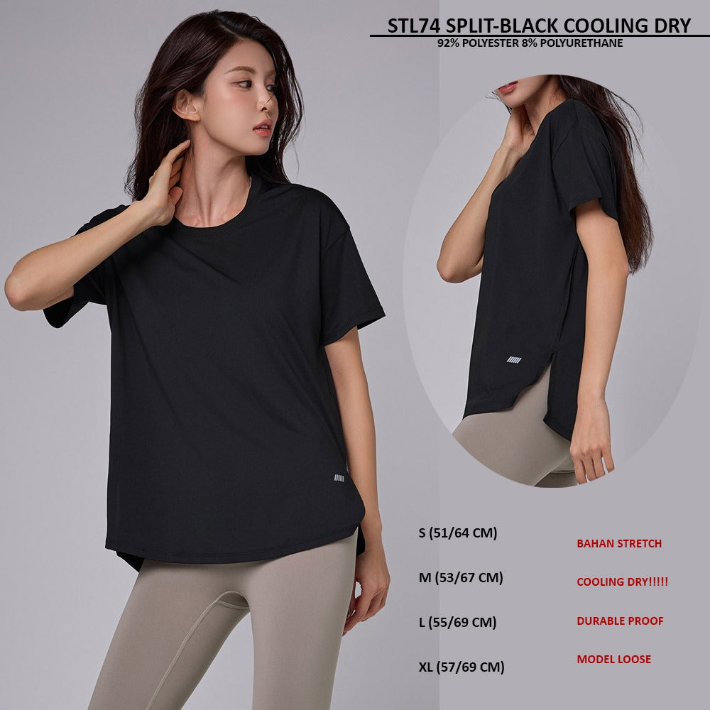 Atasan Kaos Olahraga Wanita Lengan Pendek (STL74 SPLIT COOLING DRY)