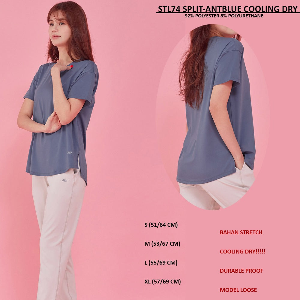 Atasan Kaos Olahraga Wanita Lengan Pendek (STL74 SPLIT COOLING DRY)