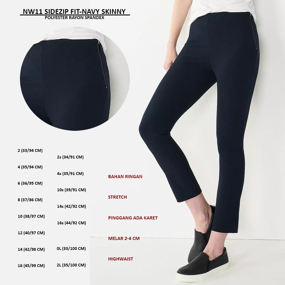 Celana Panjang Wanita Highwaist Stretch (NW11 SIDEZIP FIT SKINNY)