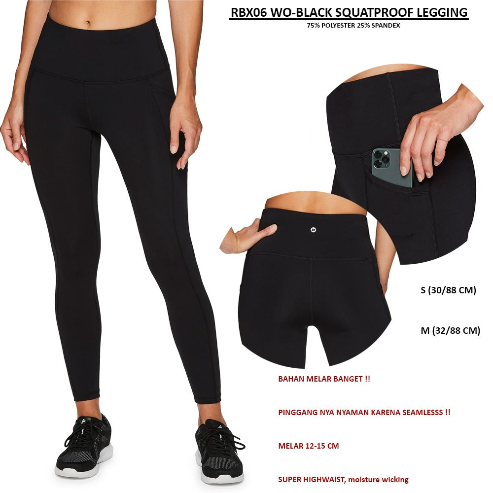 Celana Panjang Legging Wanita Highwaist (RBX06 WO-BLACK SQUATPROOF LEGGING)