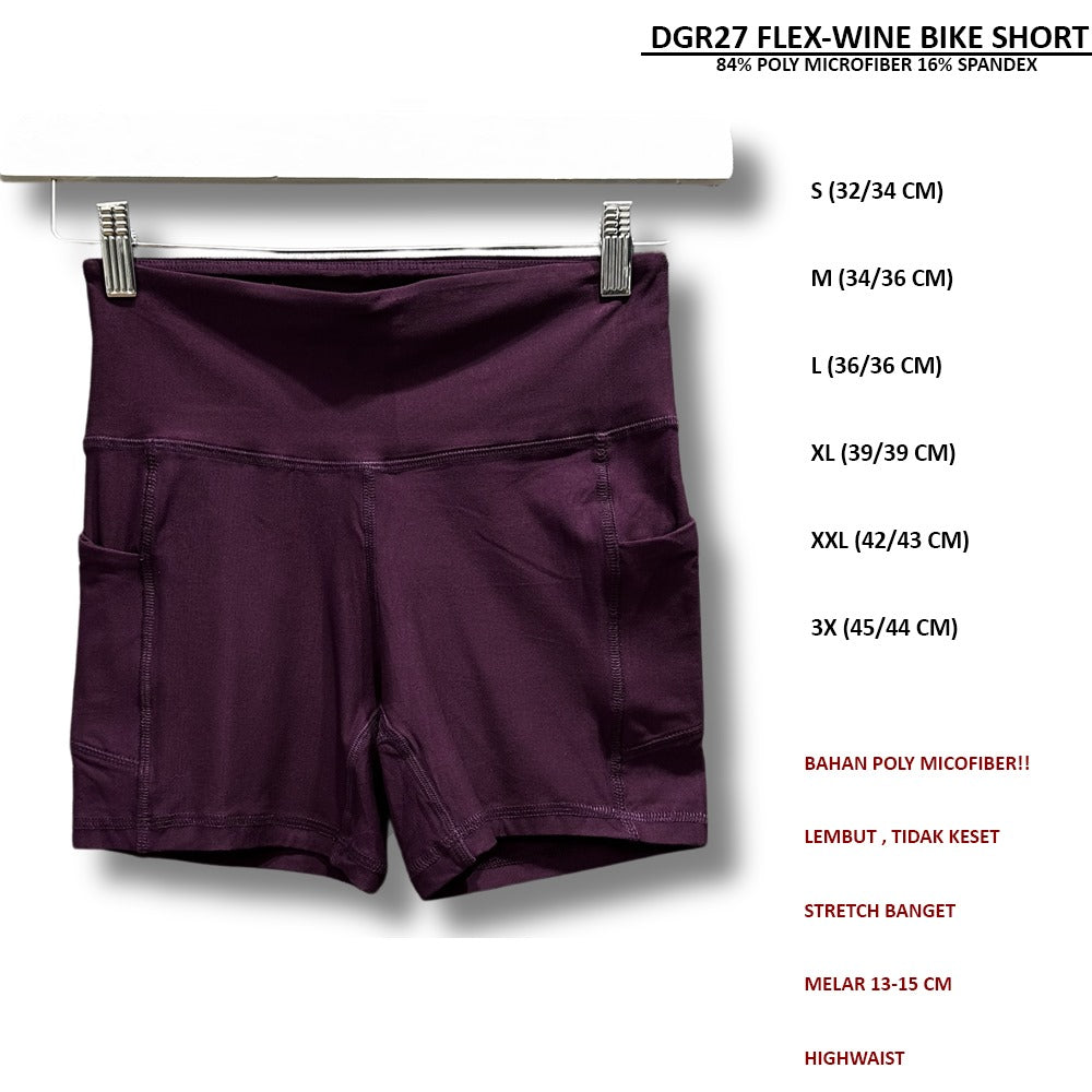 Celana Pendek Olahraga Wanita Highwaist Stretch (DGR27 FLEX BIKE SHORT)