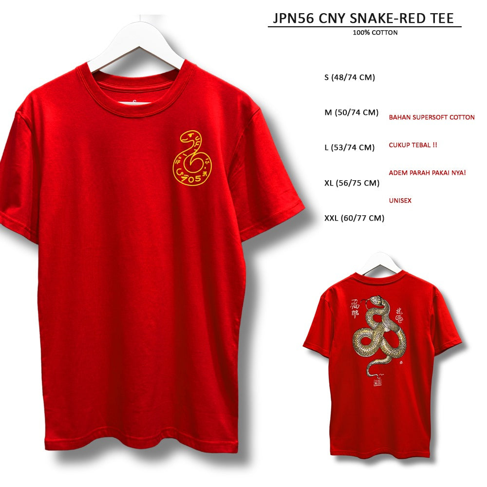 Atasan Kaos Pria Lengan Pendek Soft Cotton (JPN56 CNY SNAKE-RED TEE)