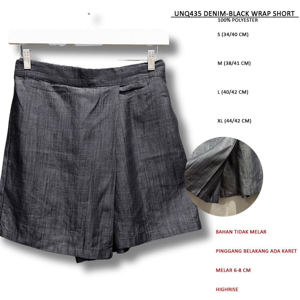 Skort Denim Wanita Highrise (UNQ435 DENIM WARP SHORT)