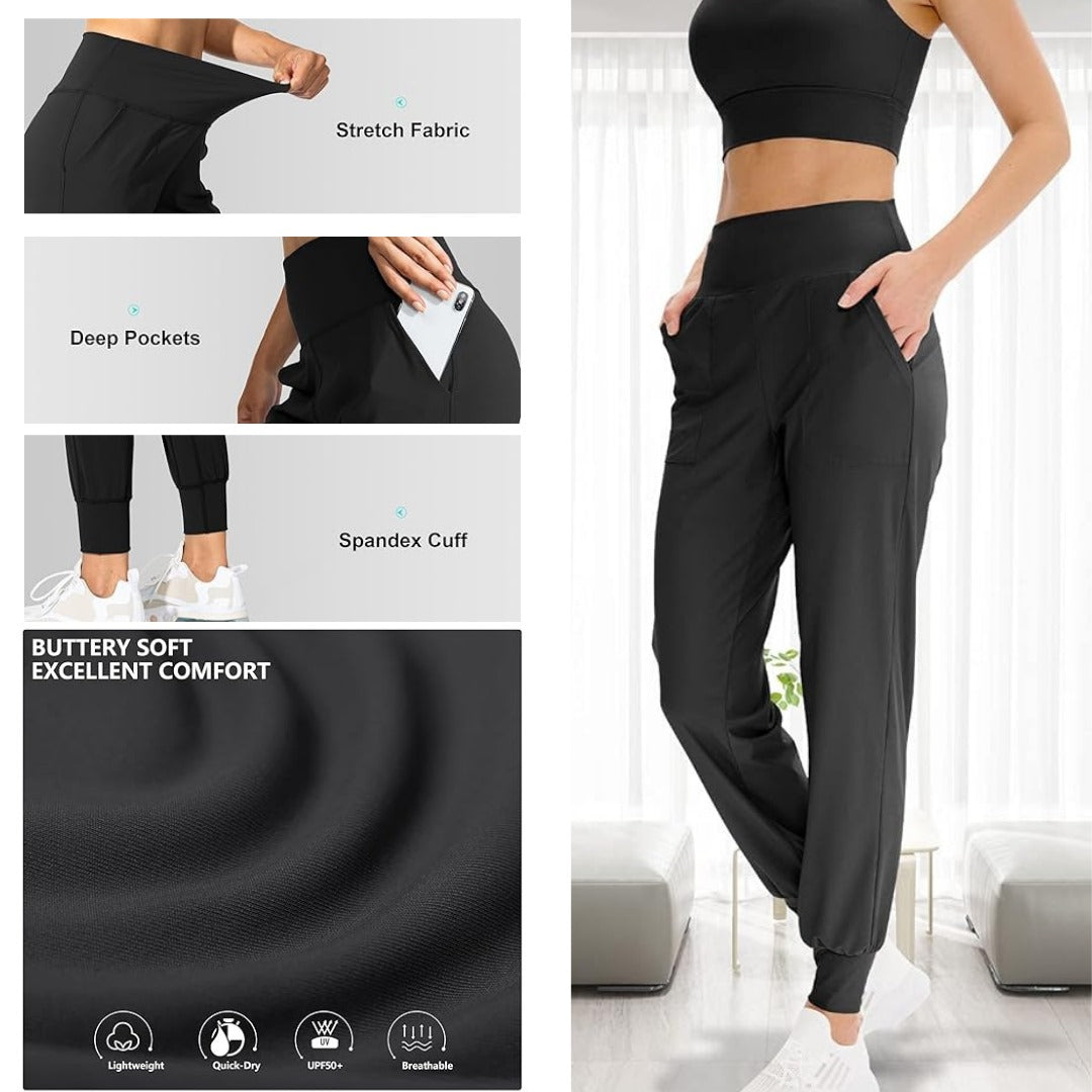 Celana Jogger Wanita Stretch (GTX23 ATHL-BLACK TAPERED JOG)