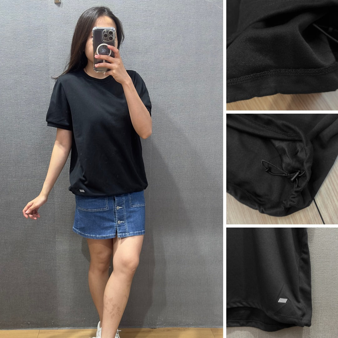 Atasan Kaos Wanita Lengan Pendek (STL78 STRING PUREBLACK TOP)