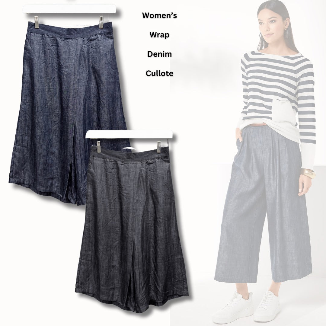 Celana Panjang Kulot Denim Wanita (UNQ438 MIDI WARP PANTS)