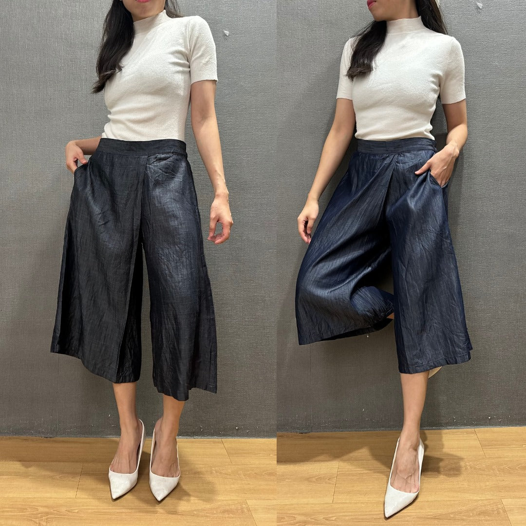 Celana Panjang Kulot Denim Wanita (UNQ438 MIDI WARP PANTS)