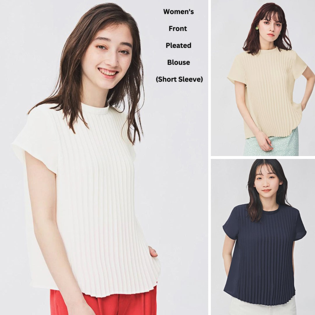 Atasan Blouse Wanita Lengan Pendek (UNQ439 PLEAT CHIFFON BLOUSE)