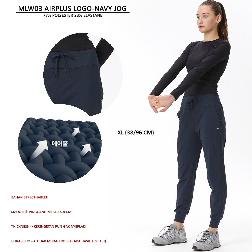Celana Panjang Jogger Wanita Sterecthable (MLW03 AIRPLUS LOGO JOG)