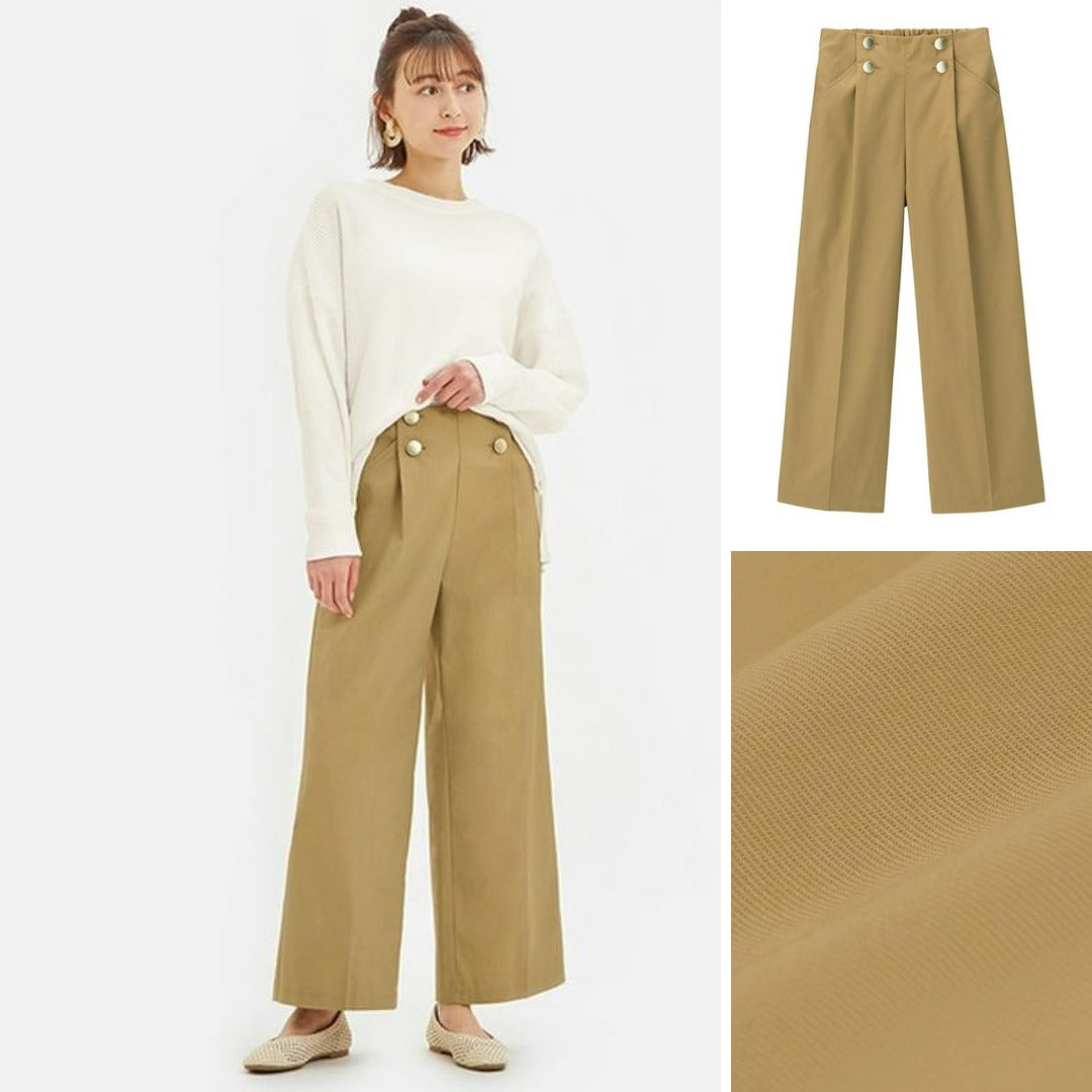 Celana Panjang Wanita Highrise (UNQ441 FRONT BUTTON WIDE)