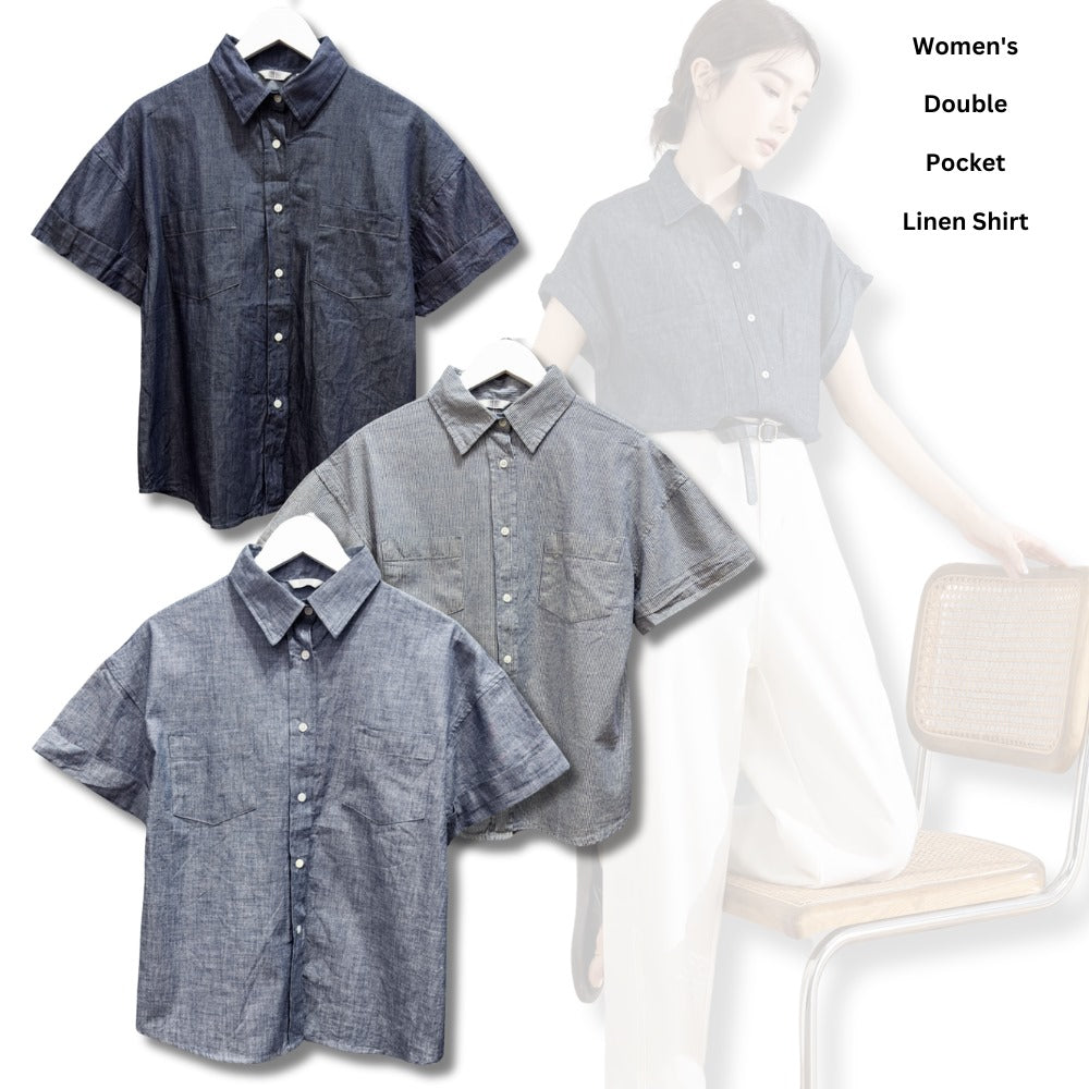 Atasan Kemeja Wanita Lengan Pendek (UNQ442 POCKET SHIRT)