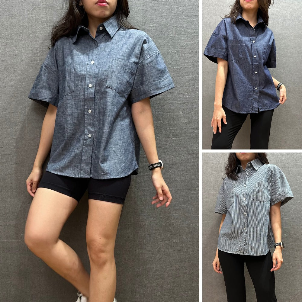 Atasan Kemeja Wanita Lengan Pendek (UNQ442 POCKET SHIRT)