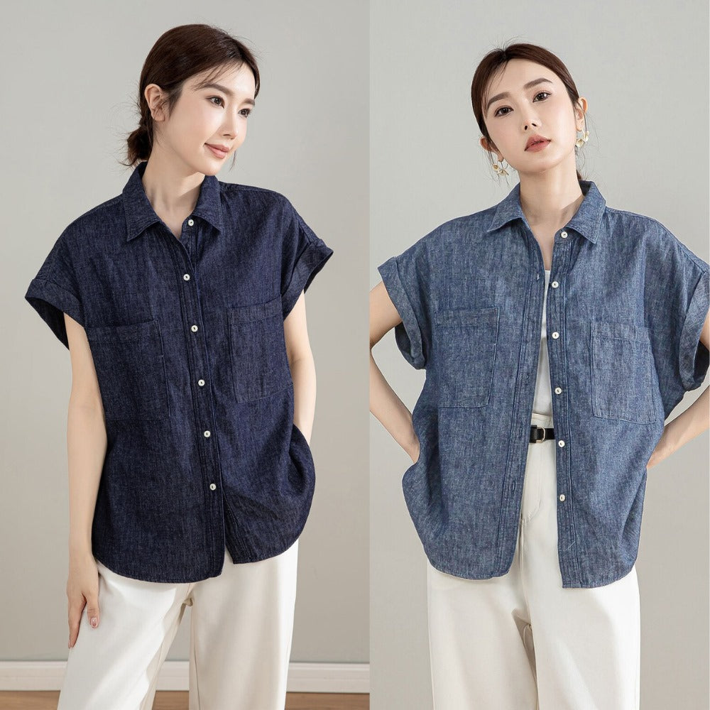 Atasan Kemeja Wanita Lengan Pendek (UNQ442 POCKET SHIRT)