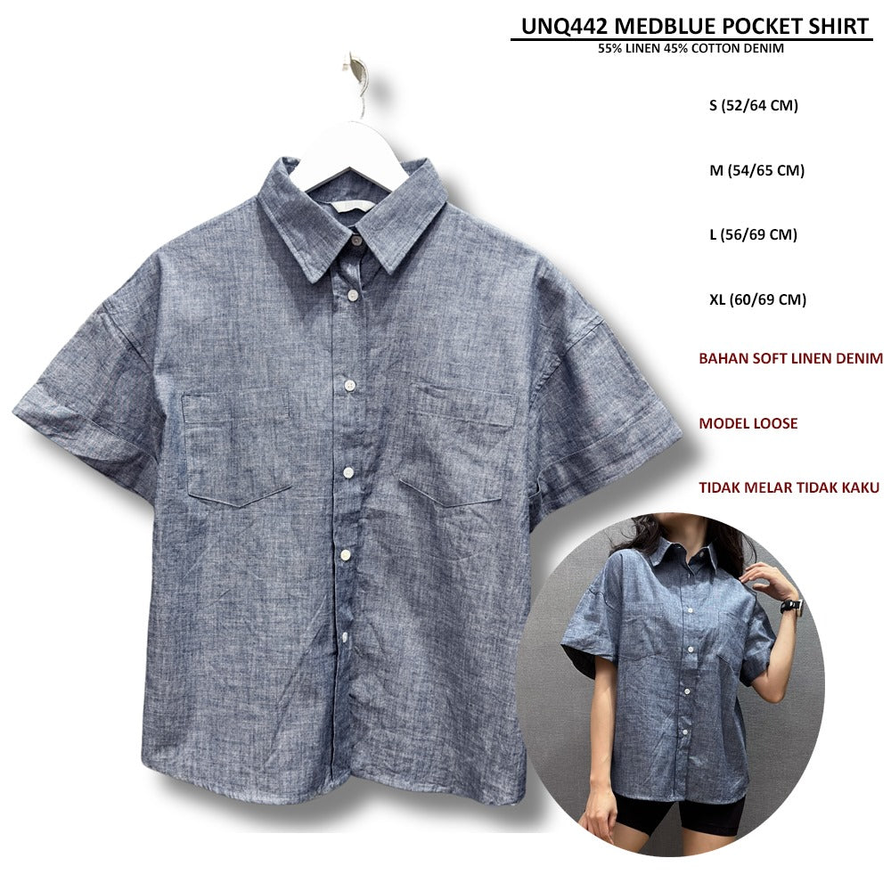 Atasan Kemeja Wanita Lengan Pendek (UNQ442 POCKET SHIRT)