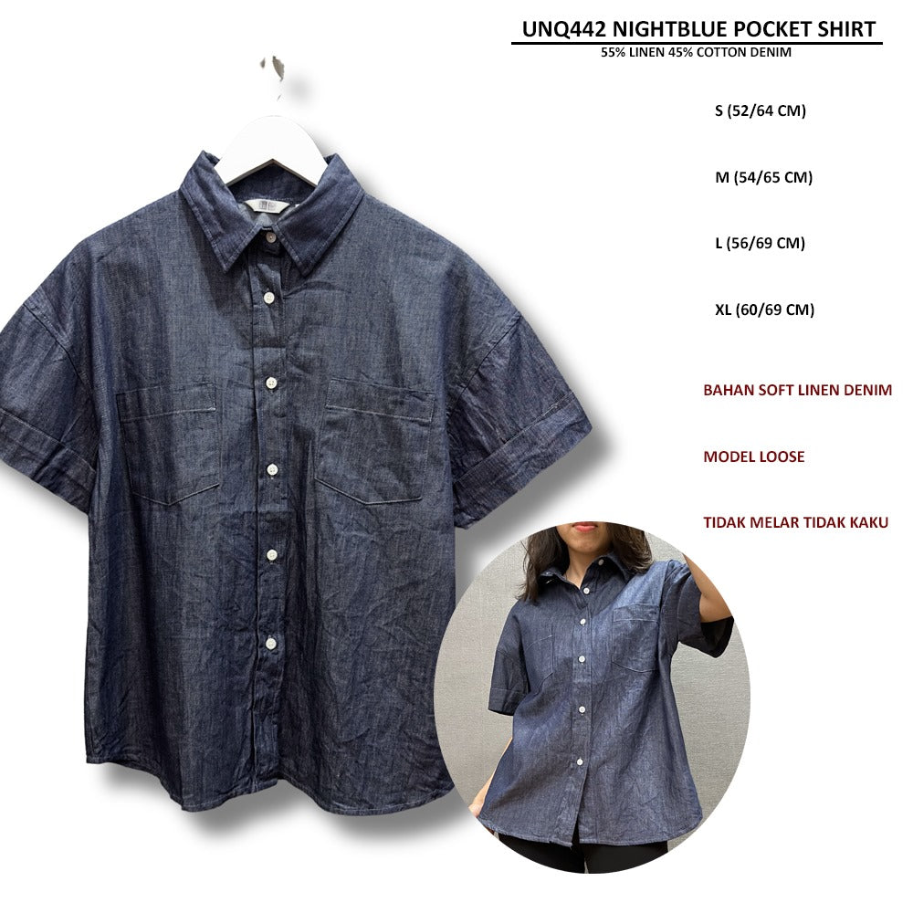 Atasan Kemeja Wanita Lengan Pendek (UNQ442 POCKET SHIRT)