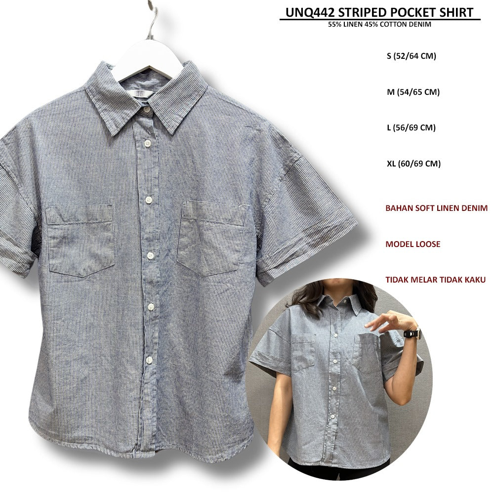 Atasan Kemeja Wanita Lengan Pendek (UNQ442 POCKET SHIRT)