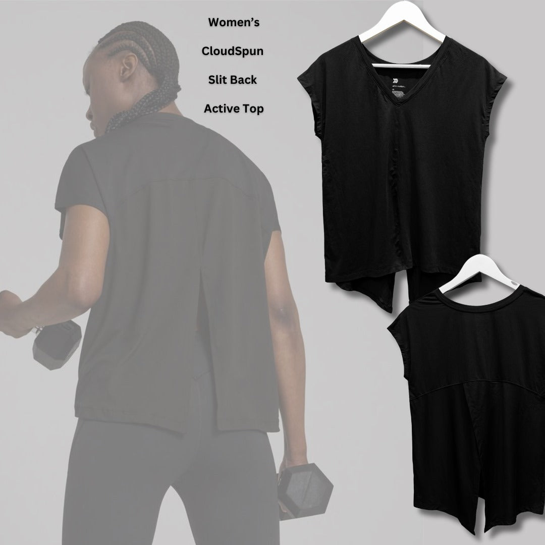 Atasan Kaos Wanita Lengan Pendek (AIM12 ACTIVE SLITBACK BLACK)