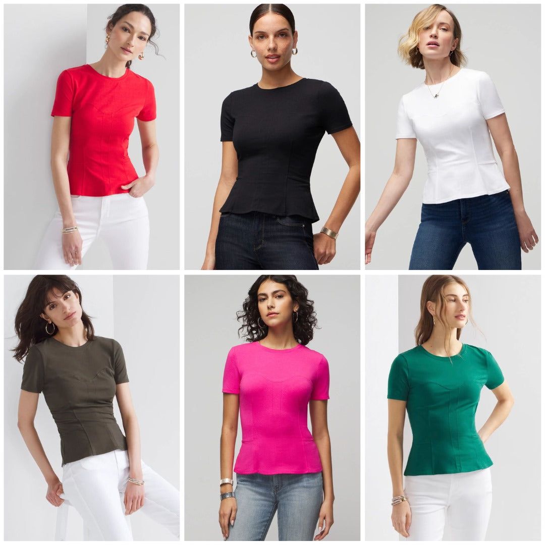 Atasan Kaos Wanita Lengan Pendek (WHBM06 SEAMED PEPLUM TEE)