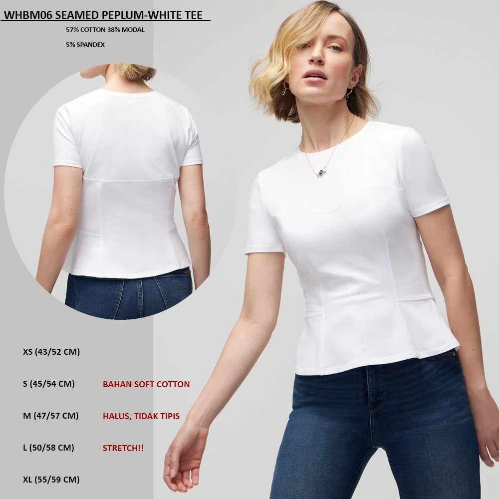 Atasan Kaos Wanita Lengan Pendek (WHBM06 SEAMED PEPLUM TEE)