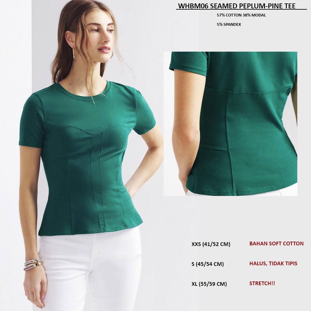 Atasan Kaos Wanita Lengan Pendek (WHBM06 SEAMED PEPLUM TEE)
