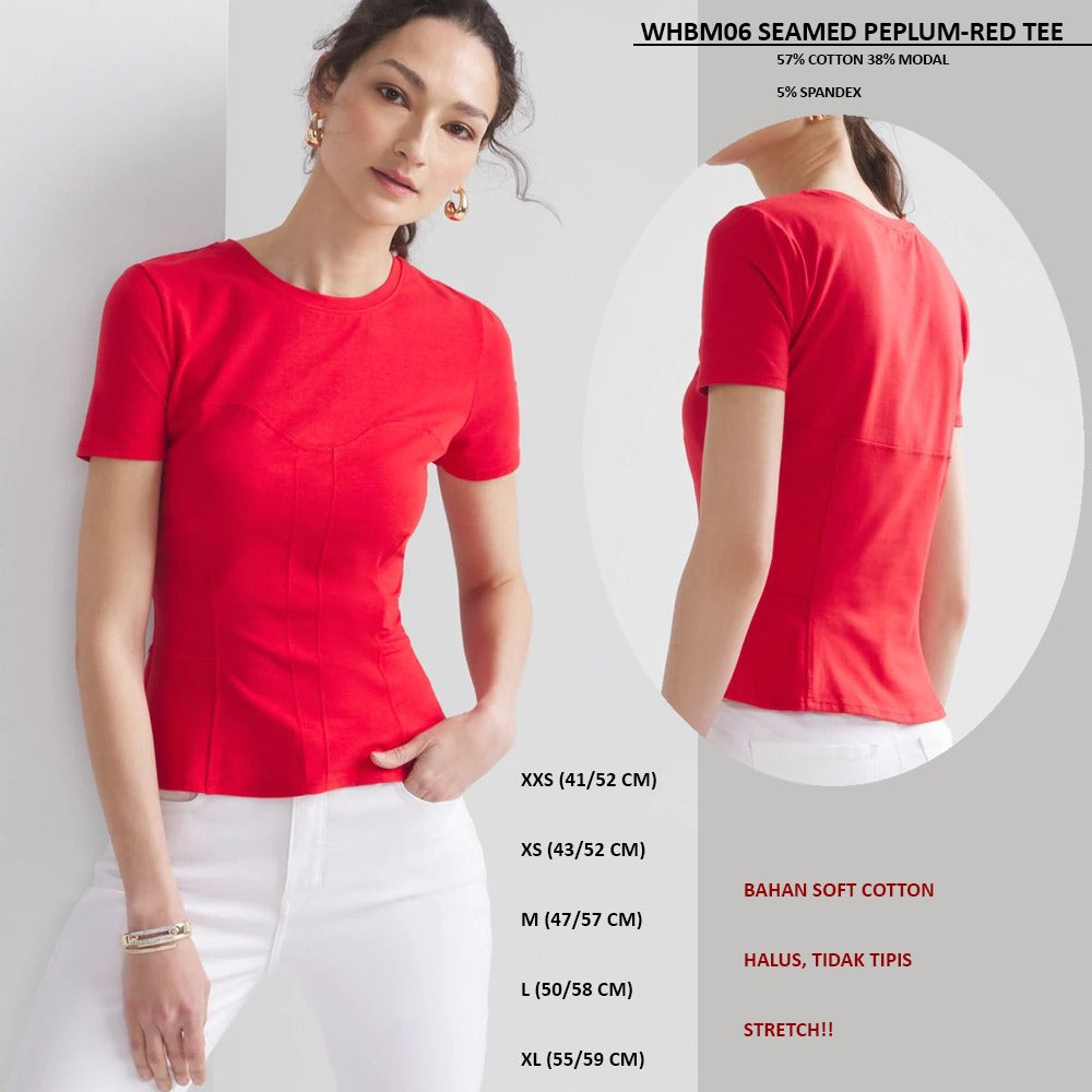 Atasan Kaos Wanita Lengan Pendek (WHBM06 SEAMED PEPLUM TEE)