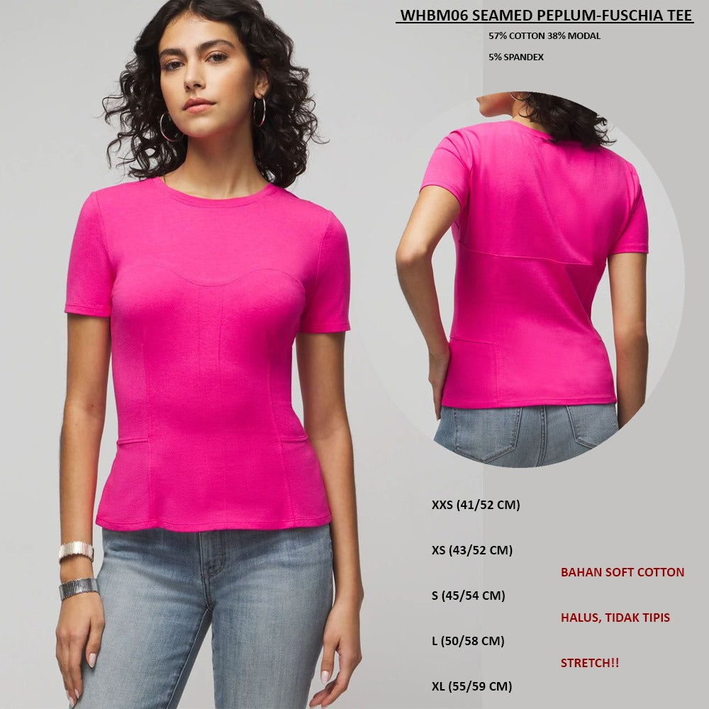 Atasan Kaos Wanita Lengan Pendek (WHBM06 SEAMED PEPLUM TEE)