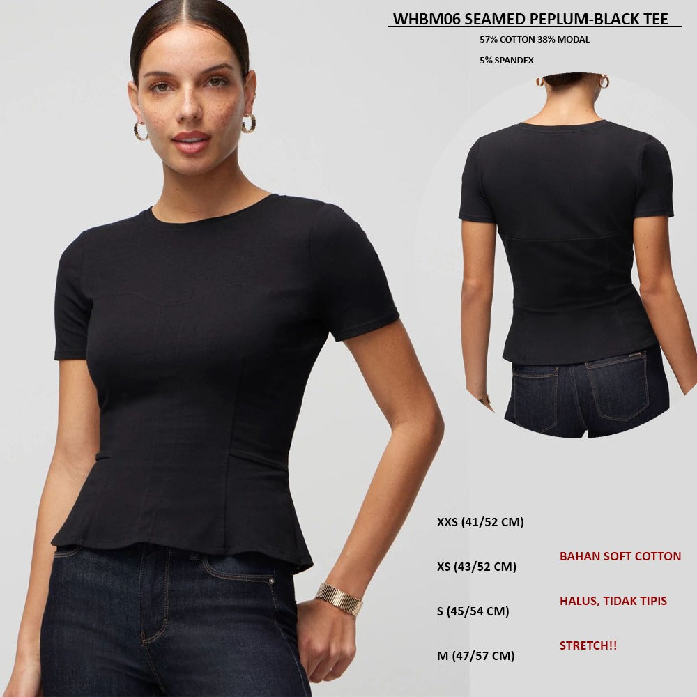 Atasan Kaos Wanita Lengan Pendek (WHBM06 SEAMED PEPLUM TEE)
