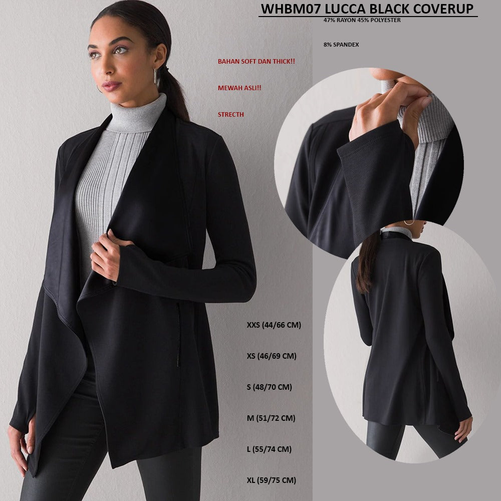 Cardigan Wanita Lengan Panjang Stretch (WHBM07 LUCCA BLACK COVERUP)