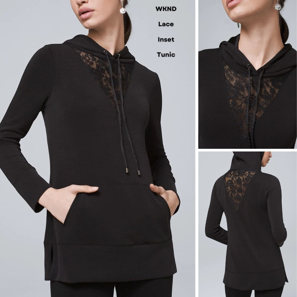 Hoodie Wanita Lengan Panjang (WHBM08 LACE-BLACK INSET TUNIC)