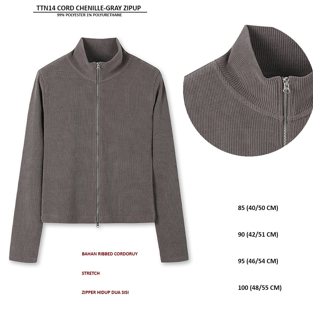 Jacket Wanita Lengan Panjang Kerah Tinggi (TTN14 CORD CHENILLE ZIPUP)