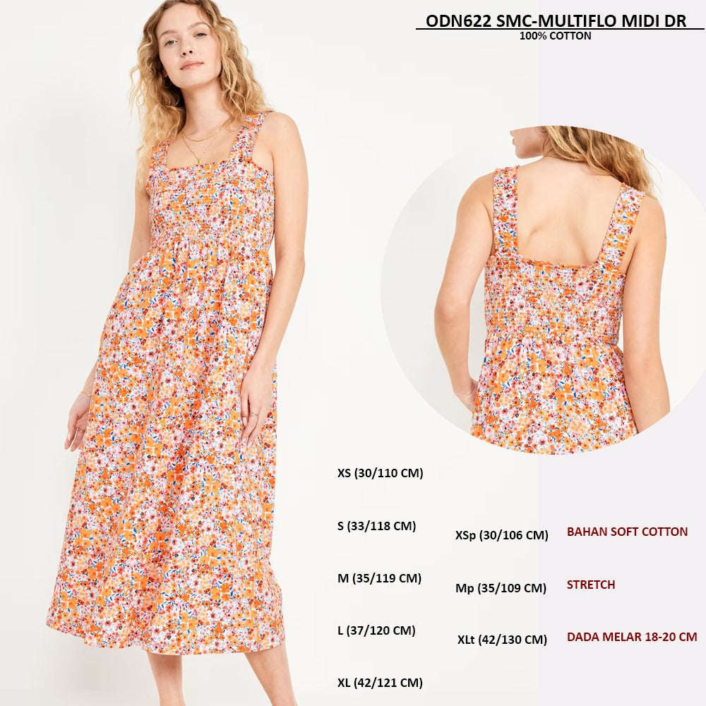 Dress Wanita Tanpa Lengan Soft Cotton (ODN622 SMC MIDI DRESS)