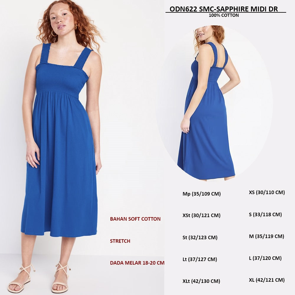 Dress Wanita Tanpa Lengan Soft Cotton (ODN622 SMC MIDI DRESS)