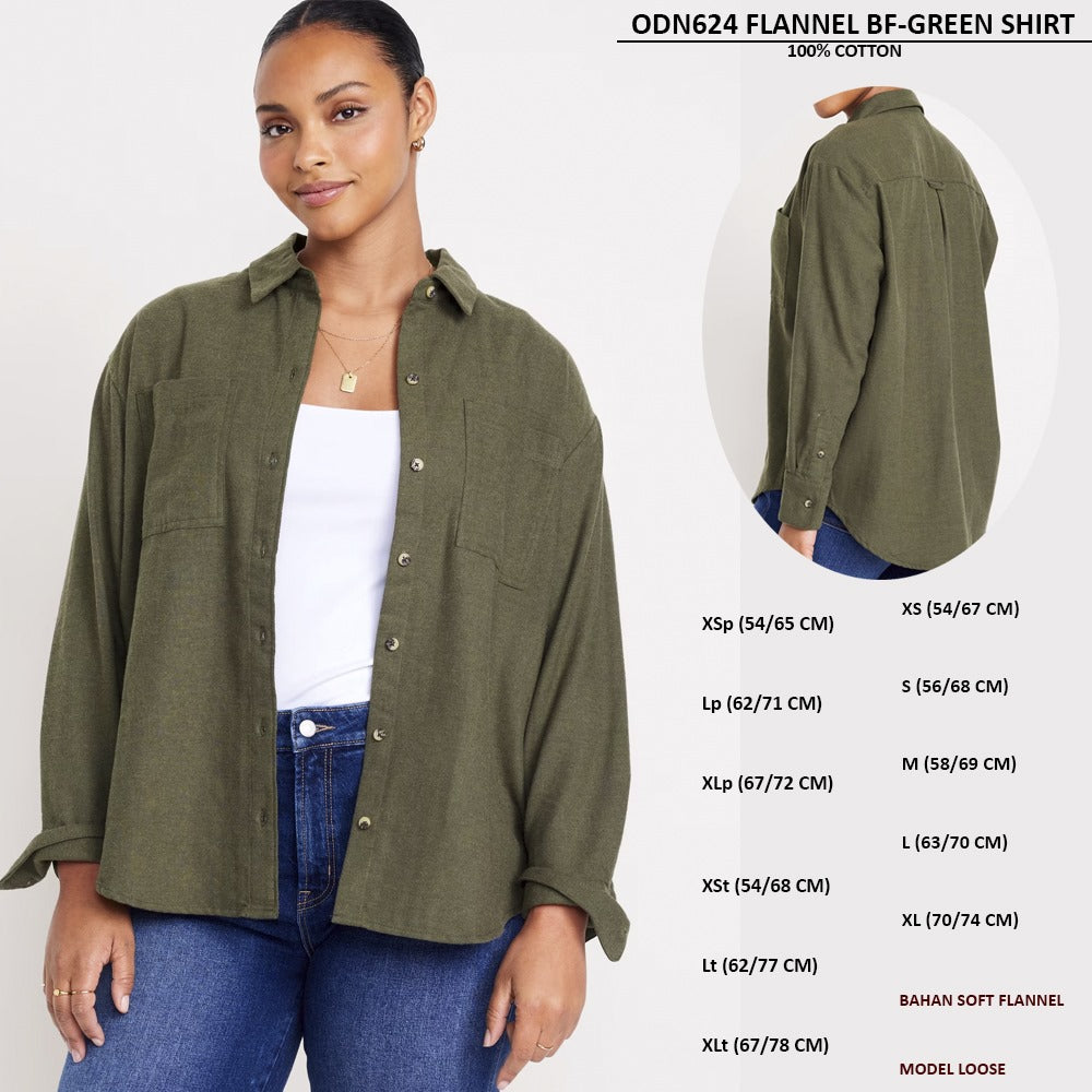 Kemeja Flannel Wanita Lengan Panjang (ODN624 FLANNEL BF SHIRT)