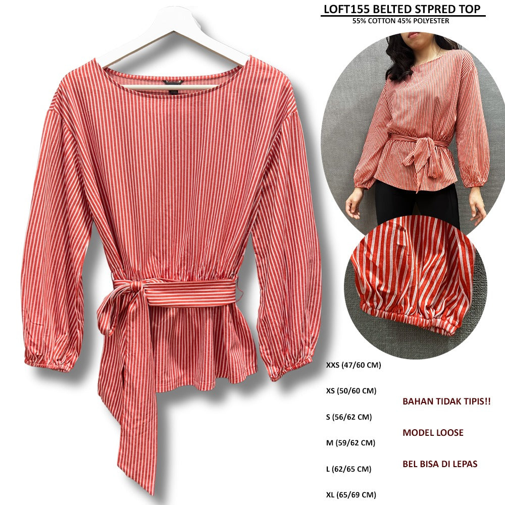 Atasan Wanita Lengan Panjang (LOFT155 BELTED STPRED TOP)