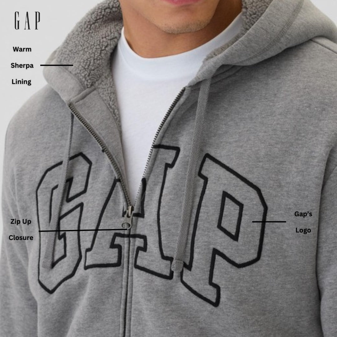 Jacket Hoodie Pria Lengan Panjang (GPJ395 SHERPA ZIP HOOD)