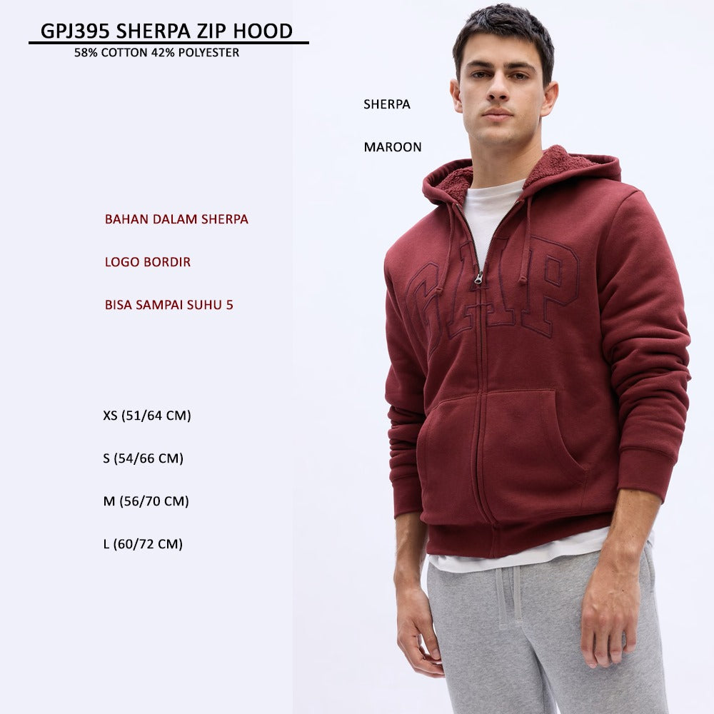 Jacket Hoodie Pria Lengan Panjang (GPJ395 SHERPA ZIP HOOD)