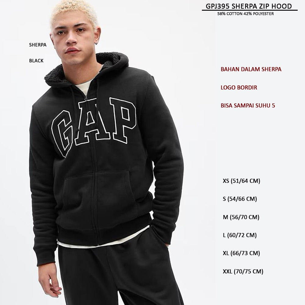 Jacket Hoodie Pria Lengan Panjang (GPJ395 SHERPA ZIP HOOD)