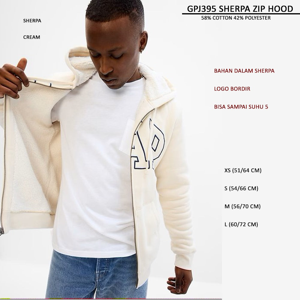 Jacket Hoodie Pria Lengan Panjang (GPJ395 SHERPA ZIP HOOD)