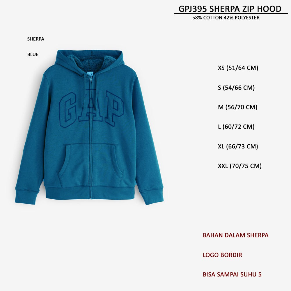 Jacket Hoodie Pria Lengan Panjang (GPJ395 SHERPA ZIP HOOD)