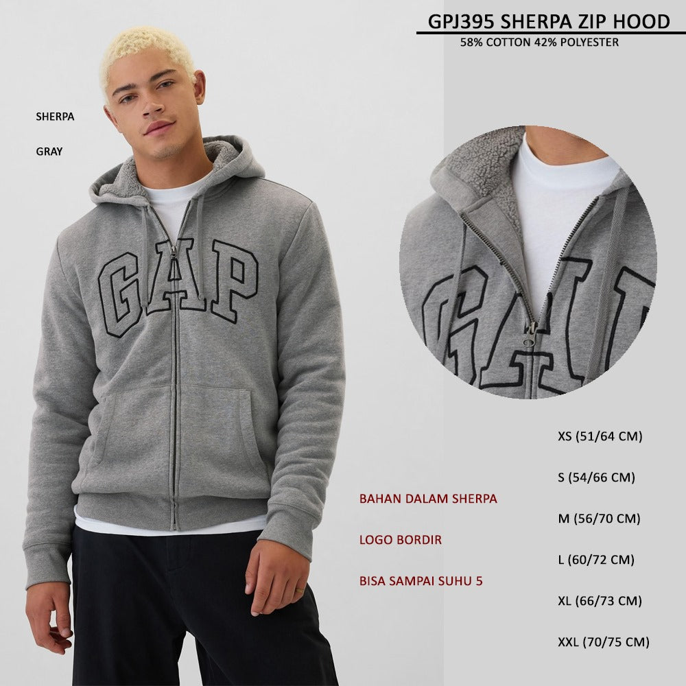Jacket Hoodie Pria Lengan Panjang (GPJ395 SHERPA ZIP HOOD)
